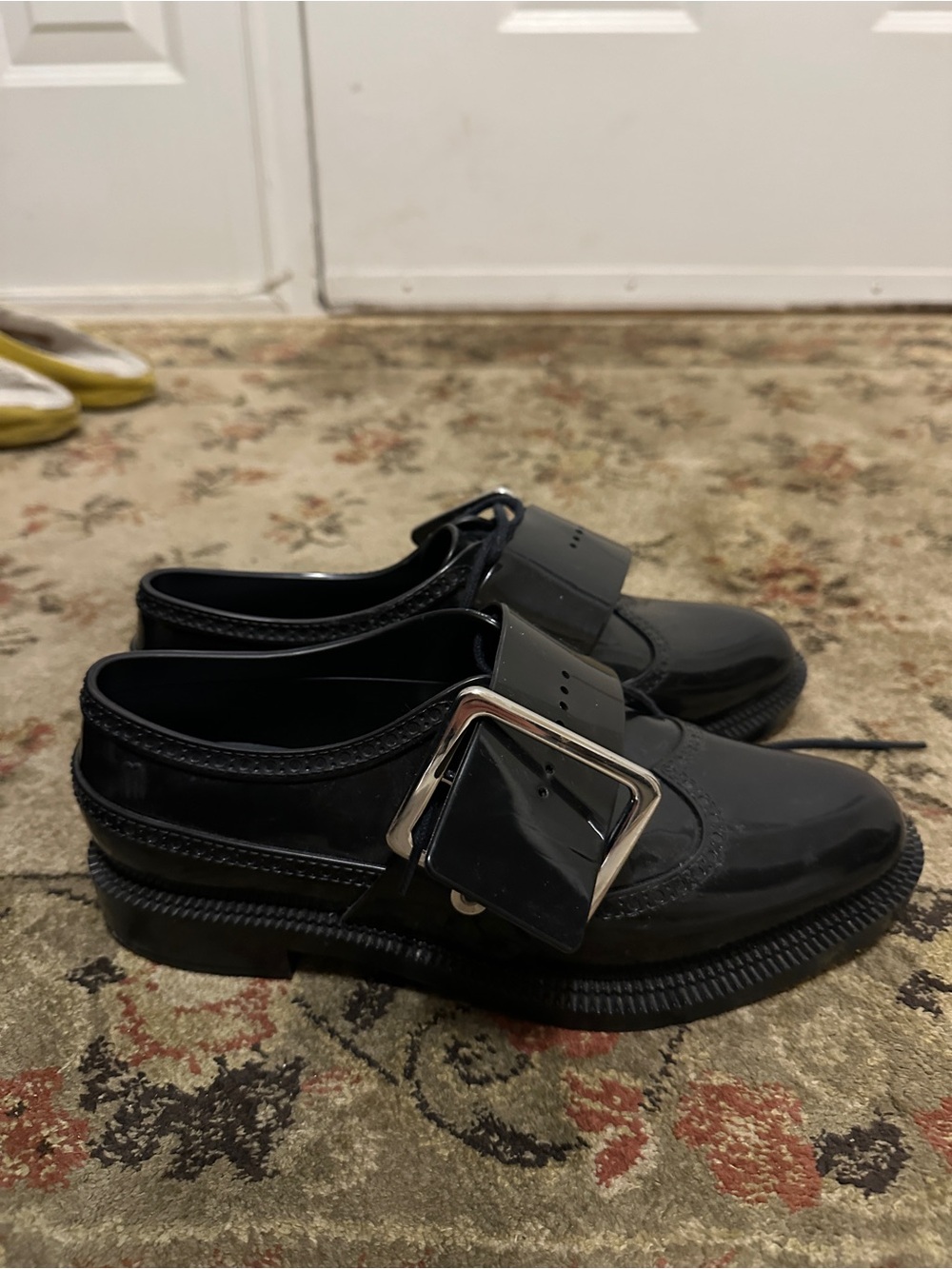 Melissa Black Jelly Loafers with Silver Buckle Detail
